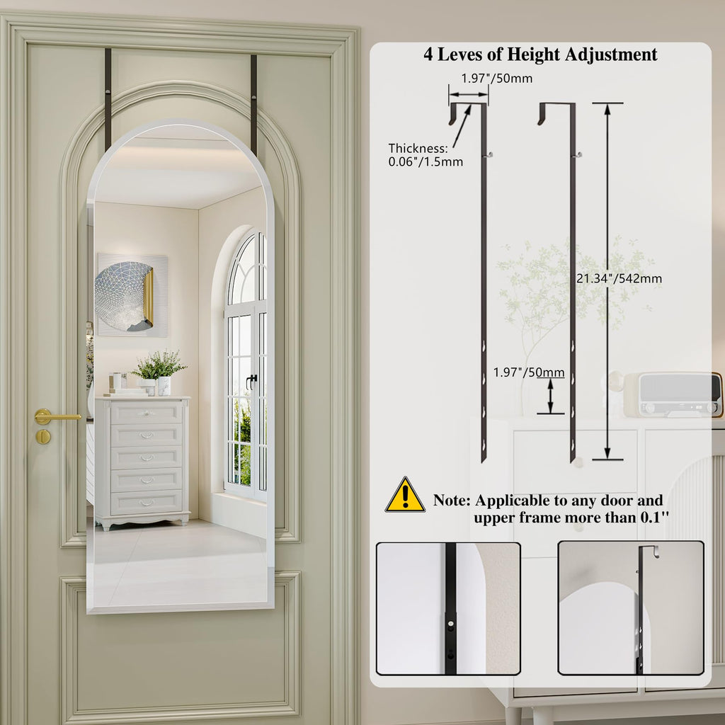 Over the Door Mirror Full Length, 56x21 Inch Frameless Door Mirror