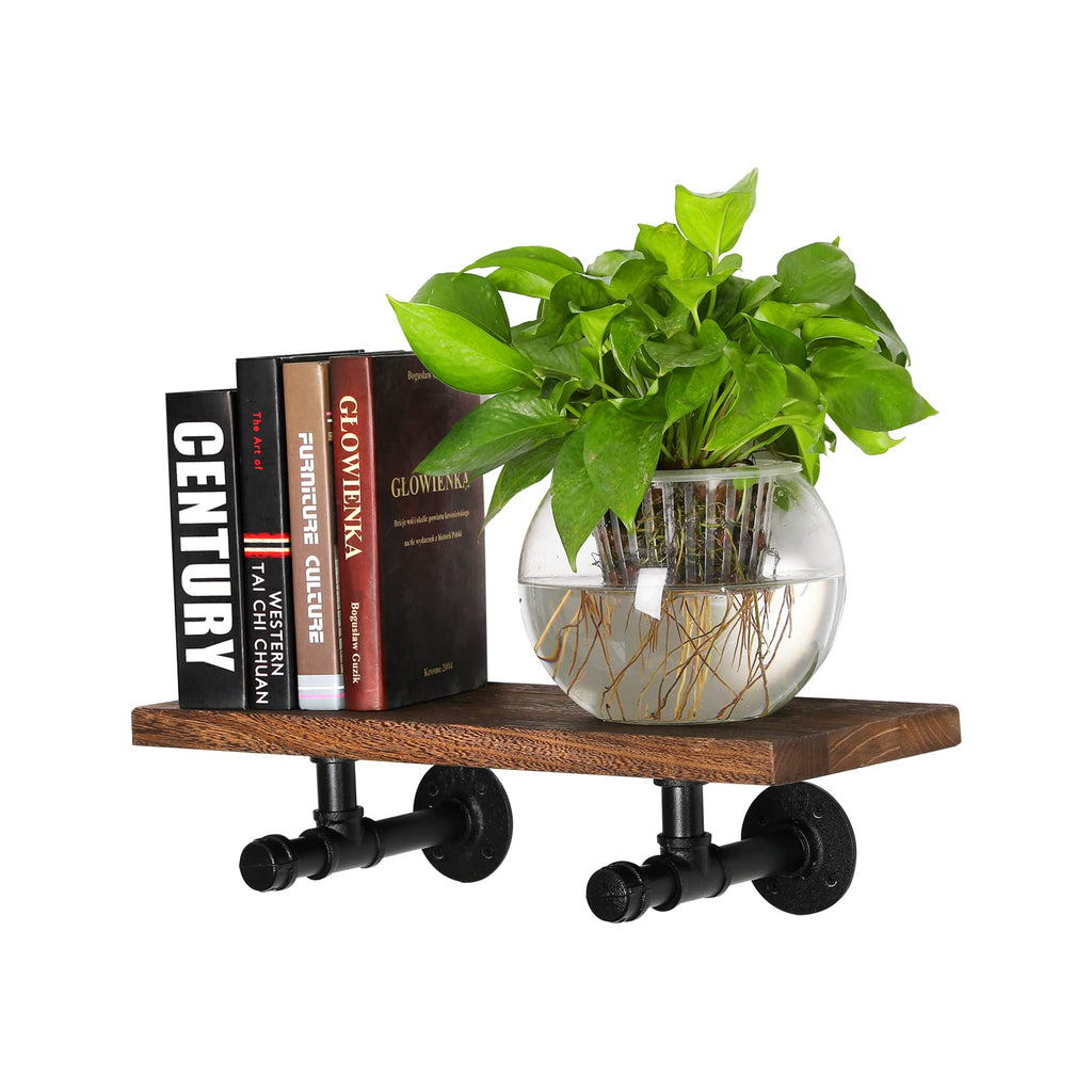 3/4" Industrial Pipe Shelf Brackets, Black Iron Wall Mounted DIY Shelving Brackets Hanging Custom Pipe Brackets for