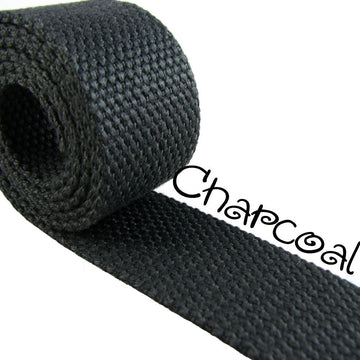 Charcoal - Heavy Canvas Webbing Roll 1.25" for Key Fobs, Purse Straps, Belting (5 Yard Roll)