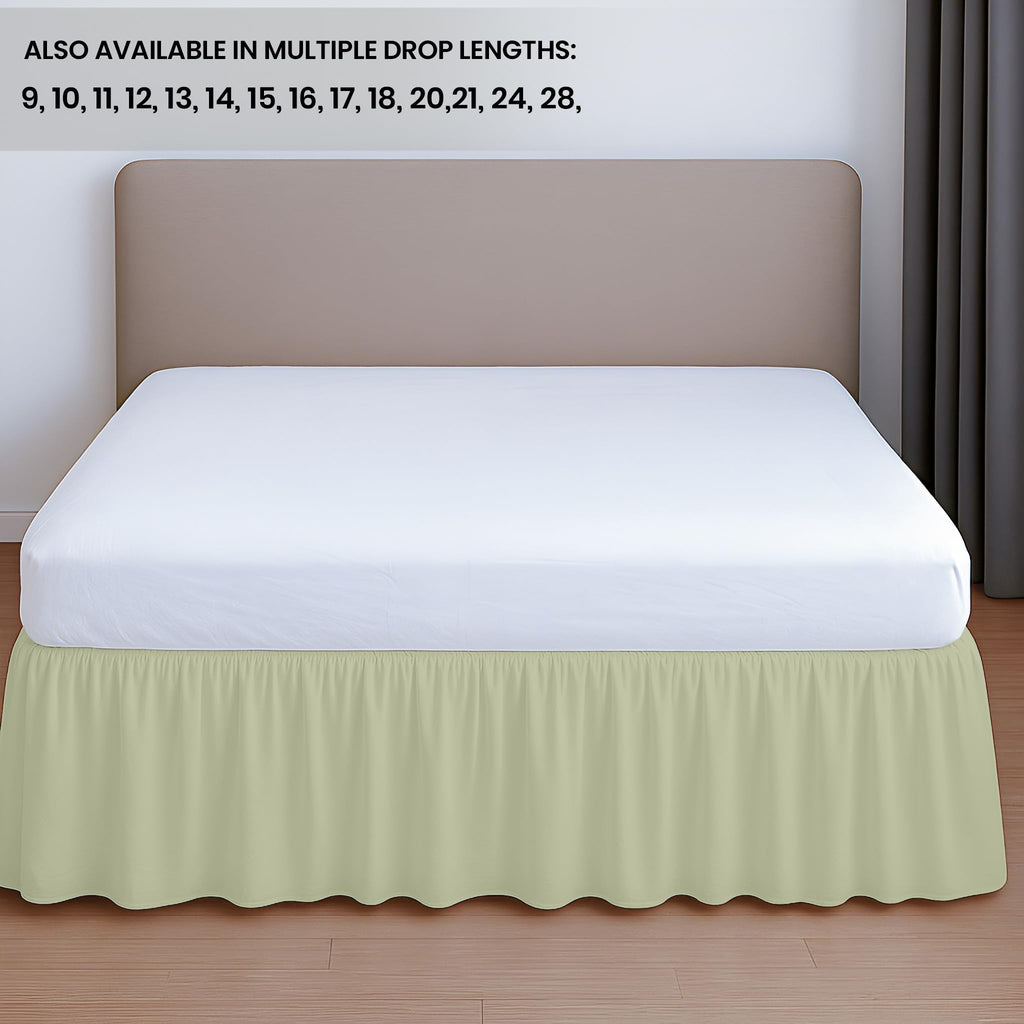18 Inch Drop Ruffled Bed Skirt Queen Size - Classic Gathered Styling, Platform Style Dust Ruffle with Secure Fit