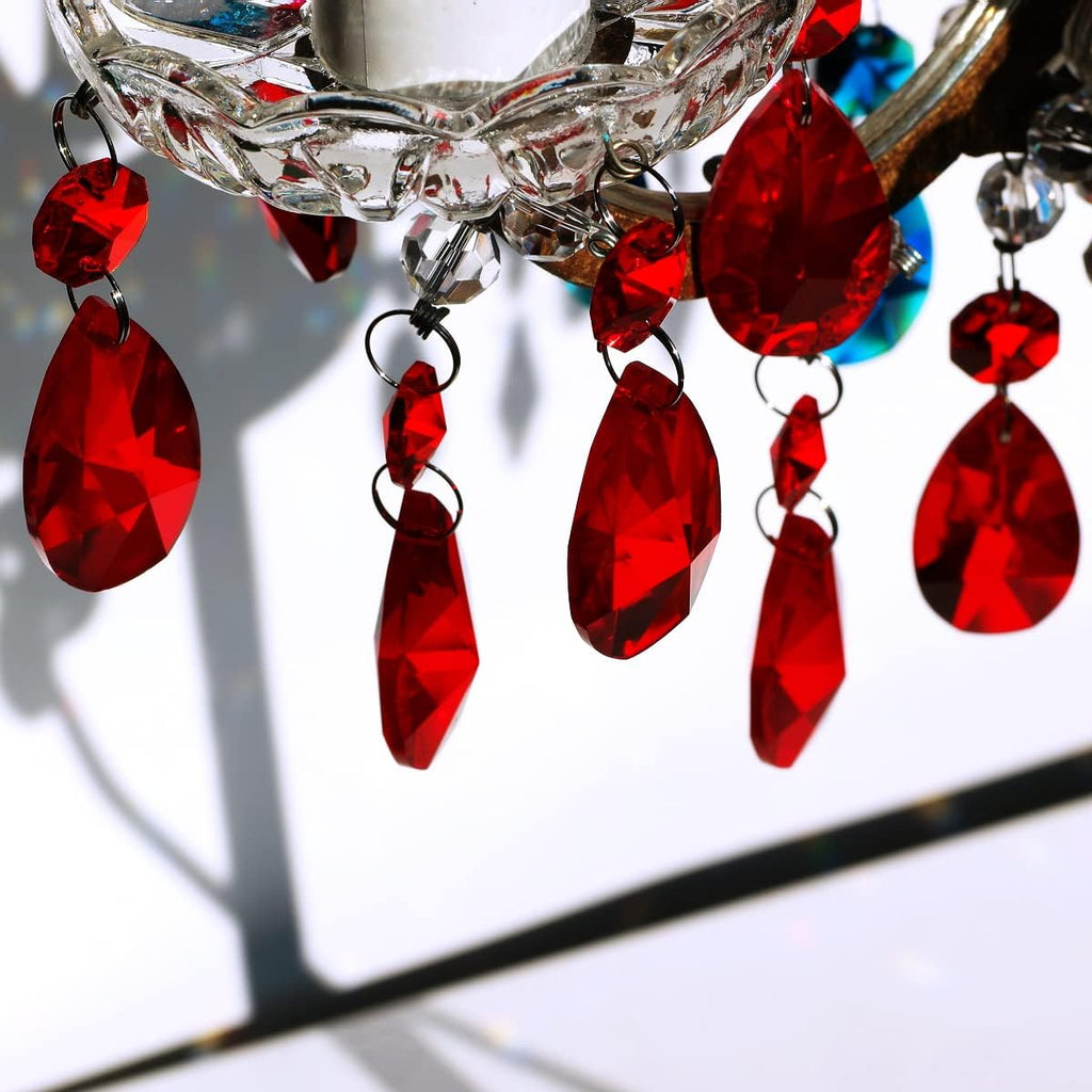 12pcs Colored Chandelier Crystals Prism, Replacement Teardrop - 38mm Hanging Glass Beads for Party