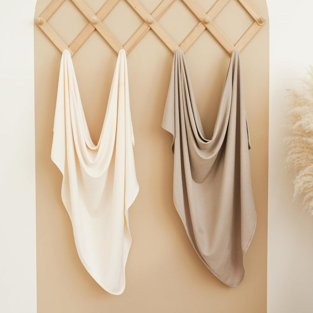 2 Pack Ribbed Knit Swaddle Blankets for Baby Boys & Girls, 33"x42"
