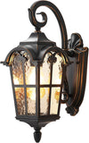 Outdoor Wall Light Fixtures, Black Roman 17.7" H Exterior Wall Lantern, Anti-Rust & Waterproof, Water Ripple Glass