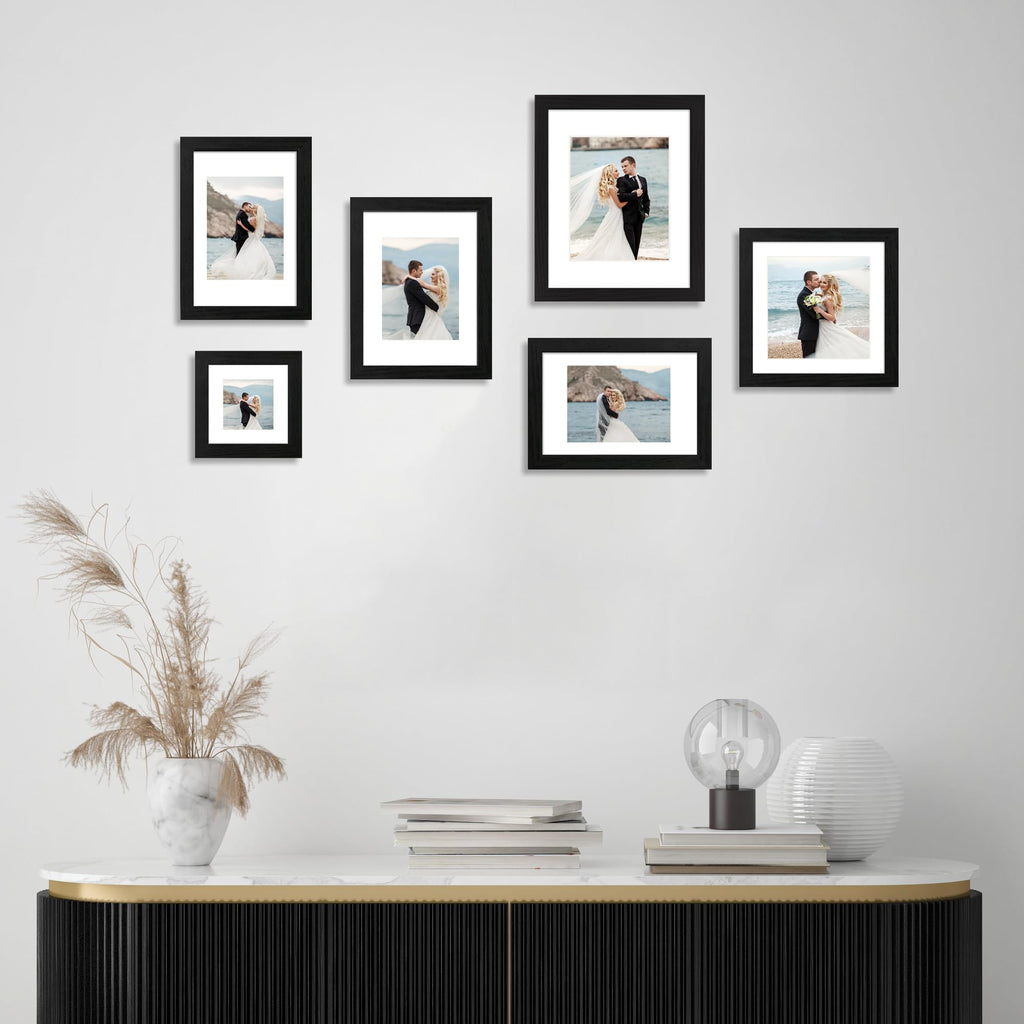 11x14 Picture Frame Set of 4 with Tempered Glass, Black Frame Display 8x10 Picture with Mat or 11 x 14 Without Mat