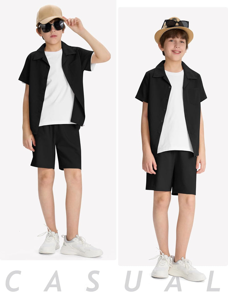 Boys Short 2 Pieces Set Beach Vacation Outfits Texture Set Kids