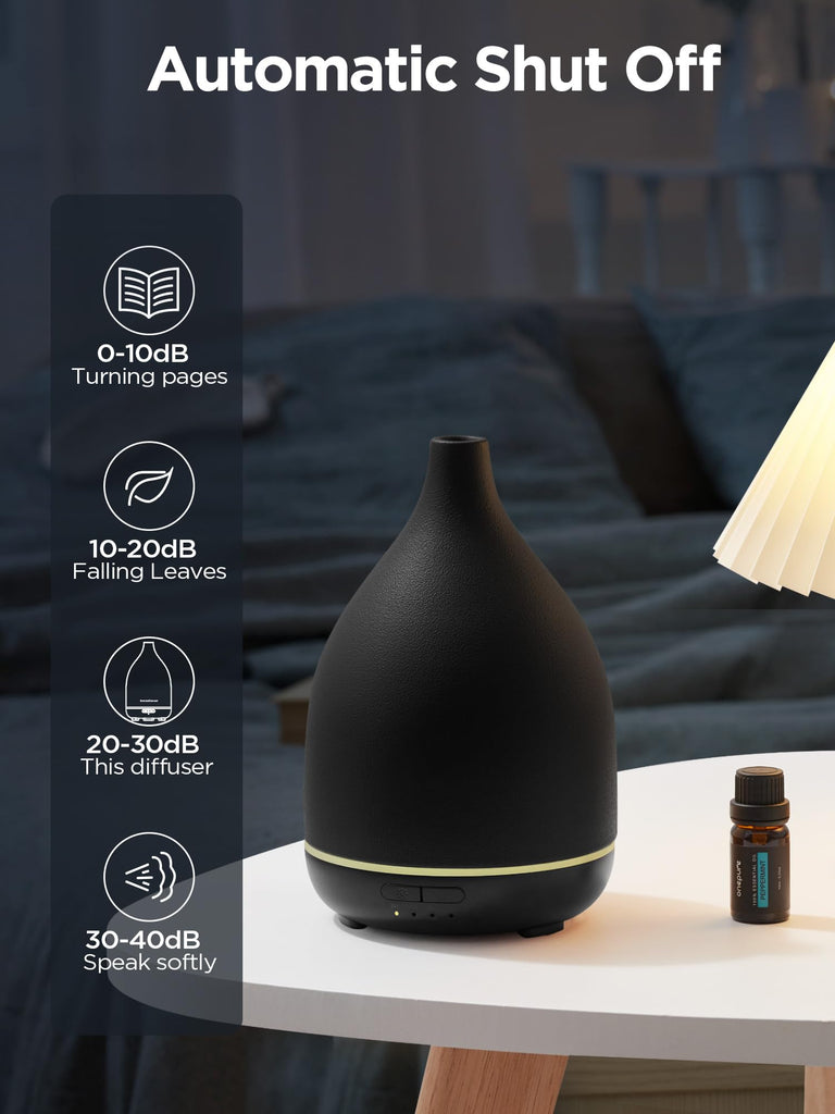 300ml Ceramic Essential Oil Diffuser, Diffusers, Black