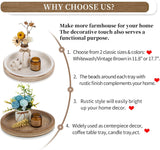 Round Wooden Tray Decor: Decorative Candle Plate Holder Tray for Coffee Table