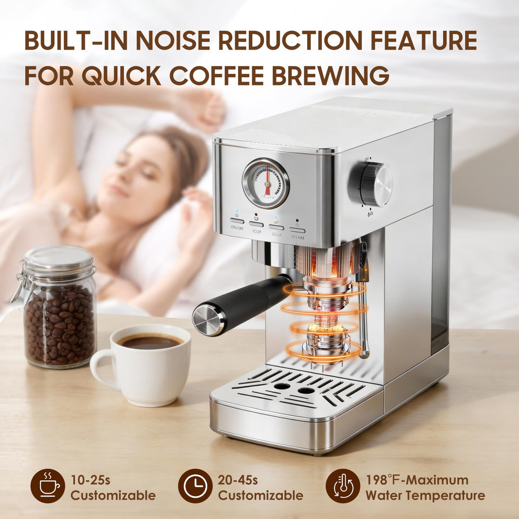 Espresso Machine 20 Bar with Milk Frorther, Stainless Steel,Silver
