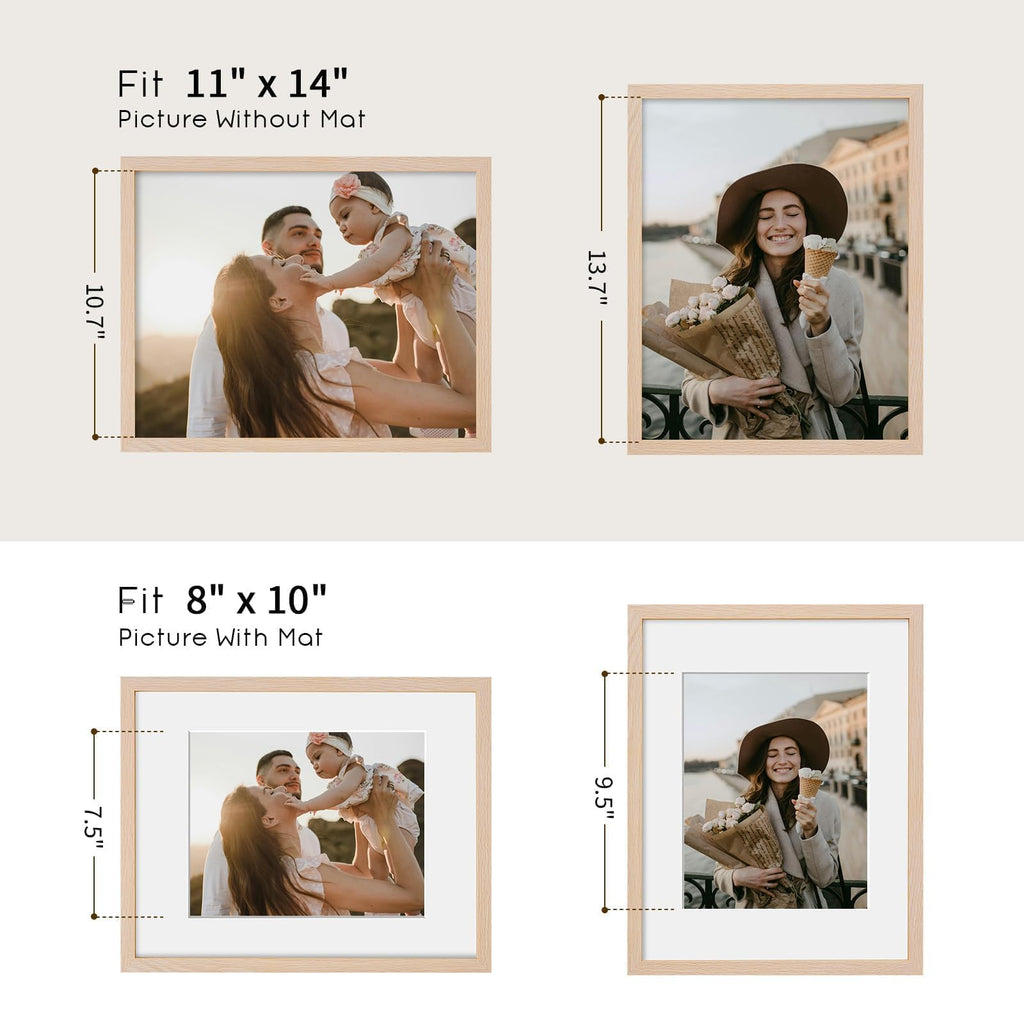 11x14 Solid Oak Wood Picture Frame, Natural Oak, 1 Pack