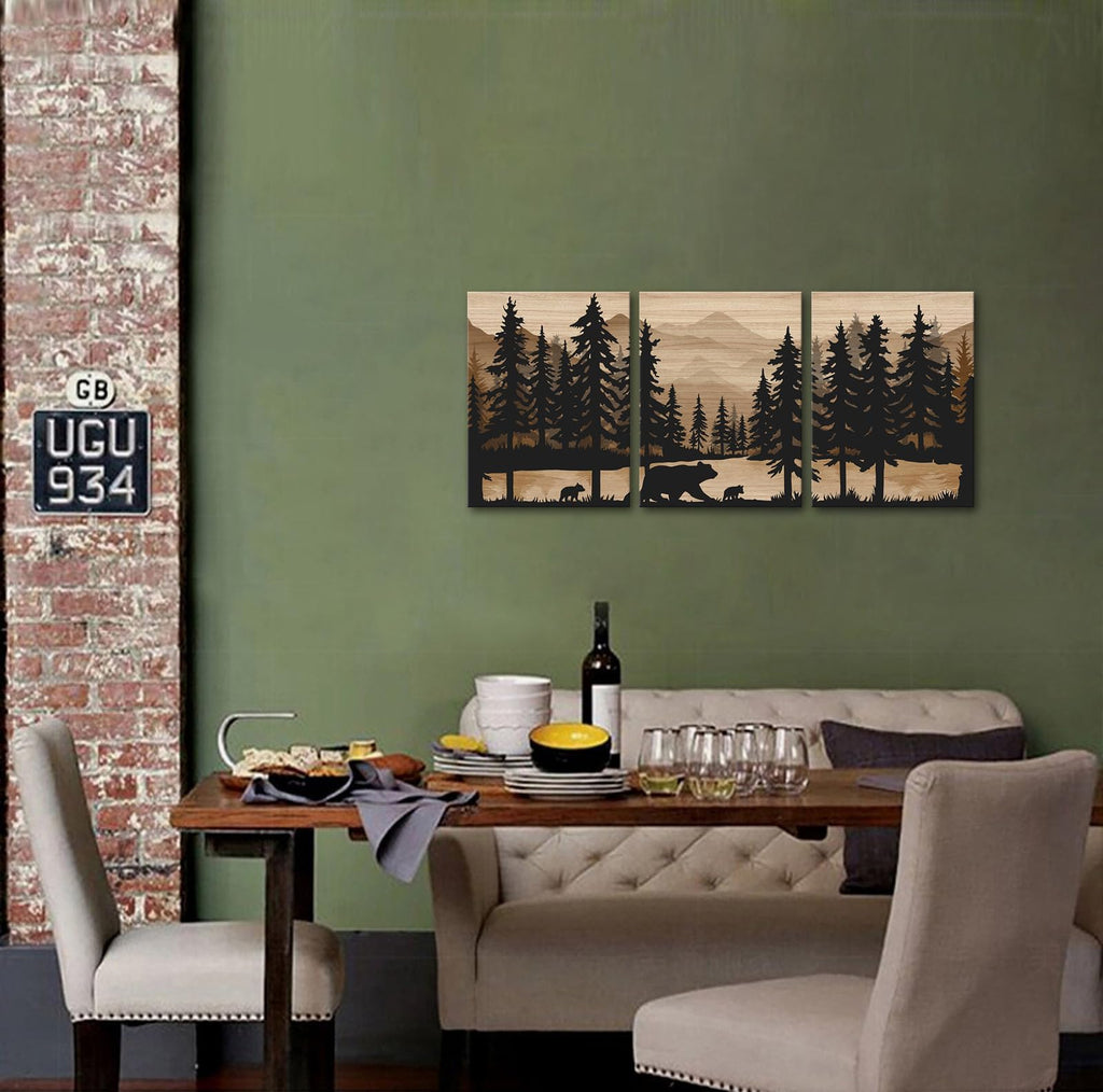 Rustic Cabin Decor Bear Wall Art Bathroom Wall Decor Pictures