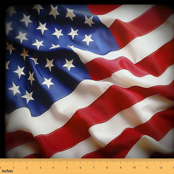 American Flag Fabric by The Yard, Geometric Stripe Indoor Fabric