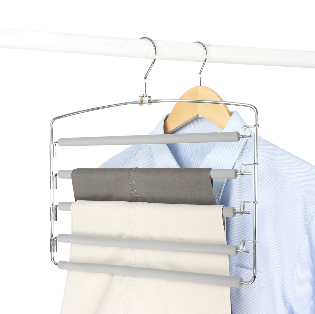 Pants Hangers Space Saving with 5 Tiers Non-Slip Foam Padded