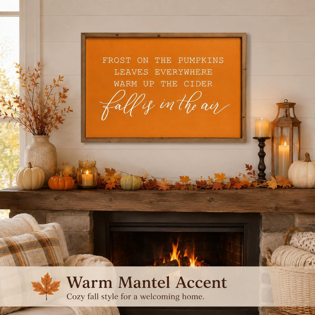23.6"×15.7" Fall Wall Art Framed, Large Autumn Sign Home Decor