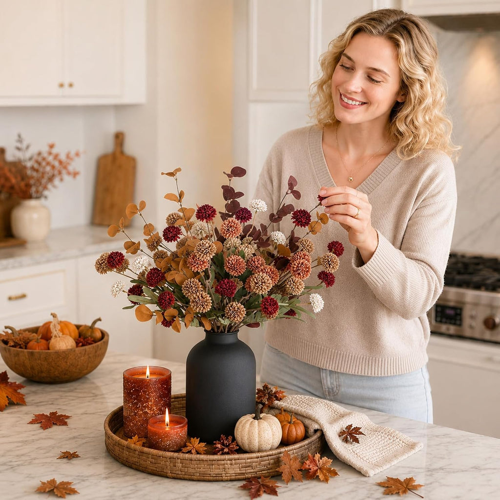 Fall Brown Flowers for Centerpieces, Dining Room Table Decoration