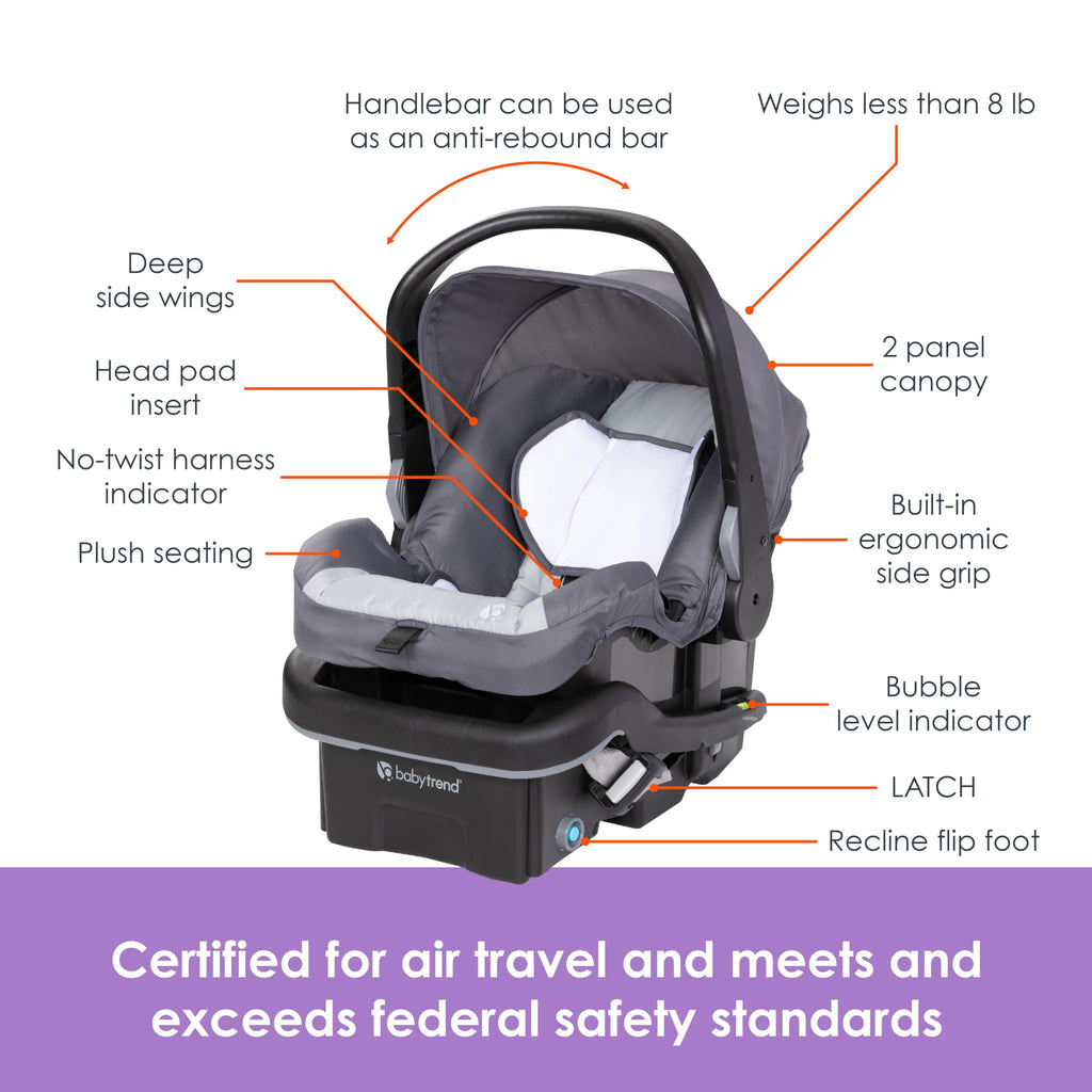 Baby Trend Morph Single to Double Modular Stroller Travel System with EZ-LiftTM Plus Infant Car Seat, Dash Grey