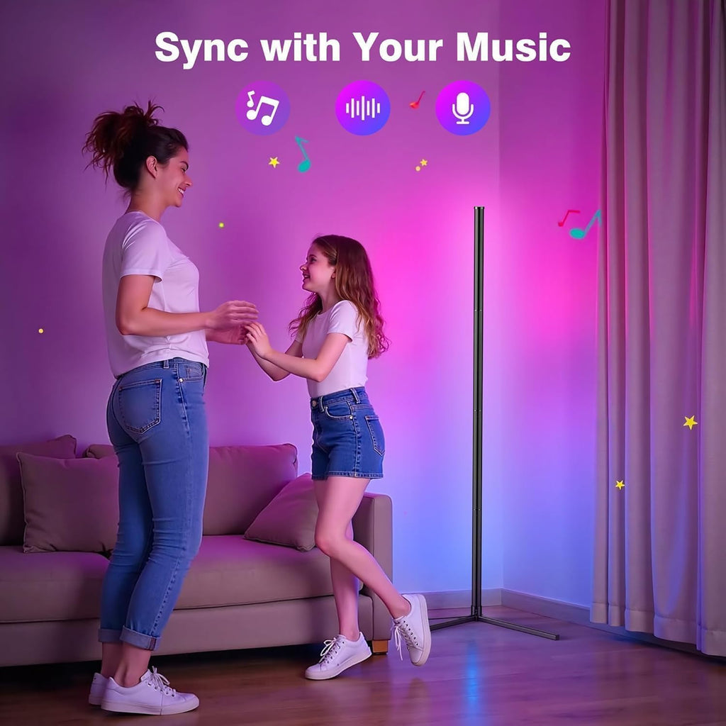 Corner Floor Lamp, LED Corner Lamp with Alexa & Google Home, App and Remote Control,16 Million DIY Colors & 68+