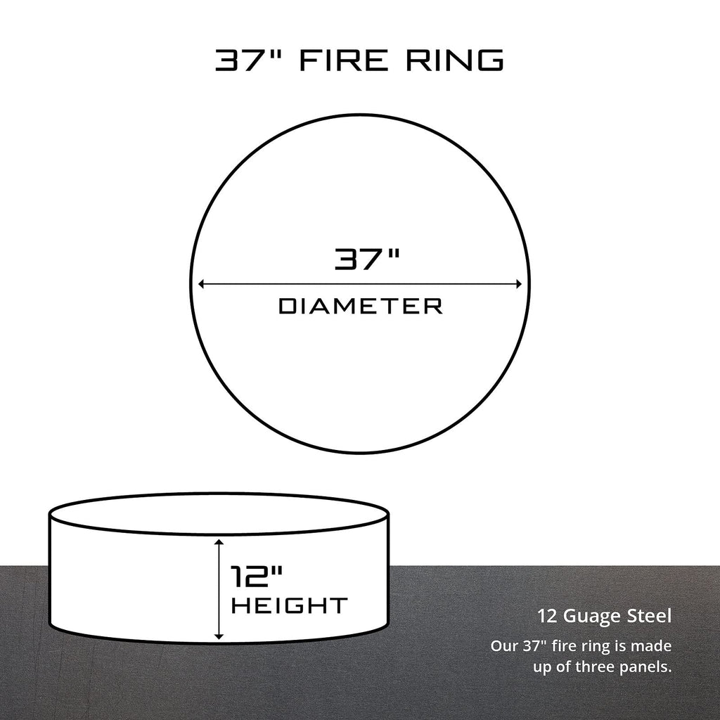 Soaring Eagle Unpainted 12 in. Tall 37 in. Diameter Outdoor Fire Ring - 37 x 37 x 12 in. - Rustic Black