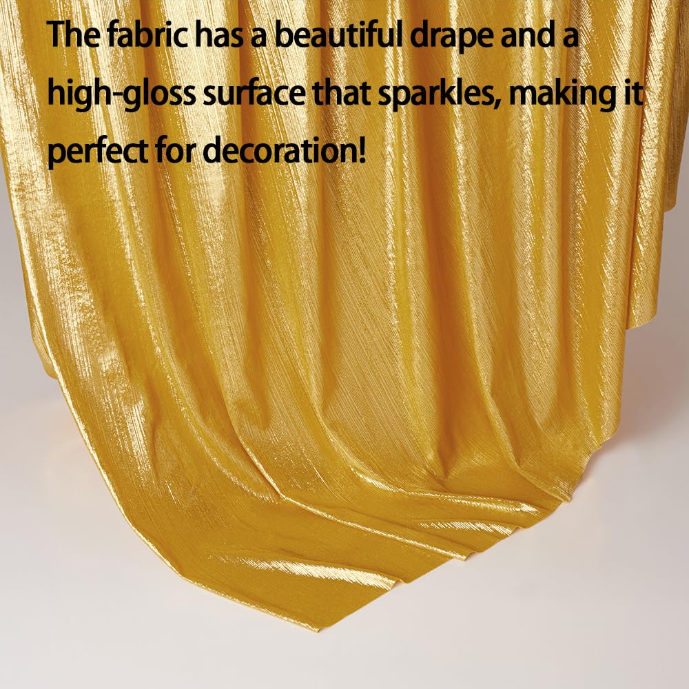 Gold Rib Knit Fabric by The Yard - 60 Inch Stretchy Metallic (3 Yards)