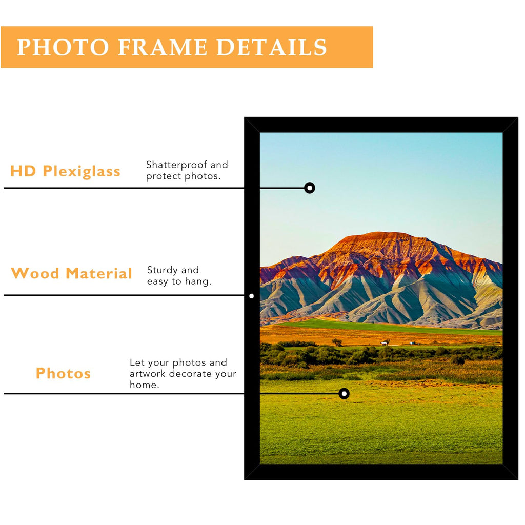 Wood 15x21.25 Puzzle Frame Black for Wall Hanging, 15 x 21.25 Picture Frame Poster Photo Frame for Wall Horizontally