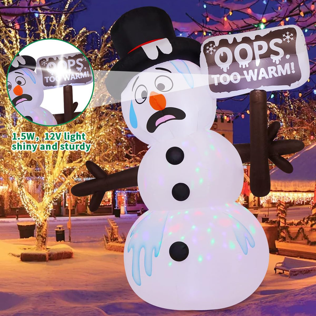 7.2 FT Christmas Inflatables Outdoor Decorations Inflatable Melt Snowman Blow Ups with Built-in LEDs for Yard Party