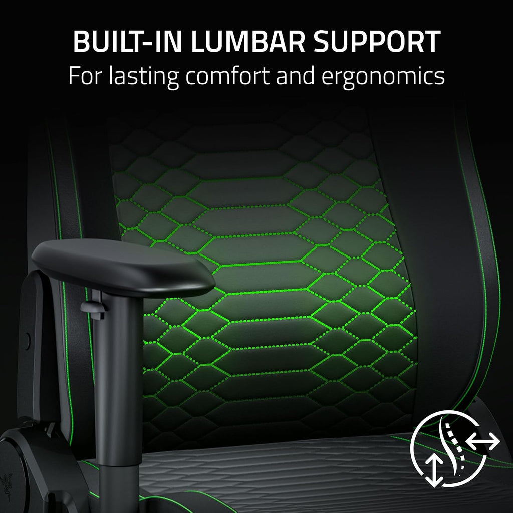 Iskur V2 X NewGen Ergonomic Gaming Chair, Black/Green | Gen-2 EPU Leather with CoolTouch, Lumbar Support, Ultra-Wide