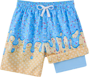 Boys Swim Trunks with Compression Liner Bathing Suit