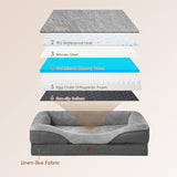 Orthopedic XL Dog Bed for Large Sized Dog, 42x30x7.5 Inch Extra Large Memory Foam Dog Couch Bed with Sides
