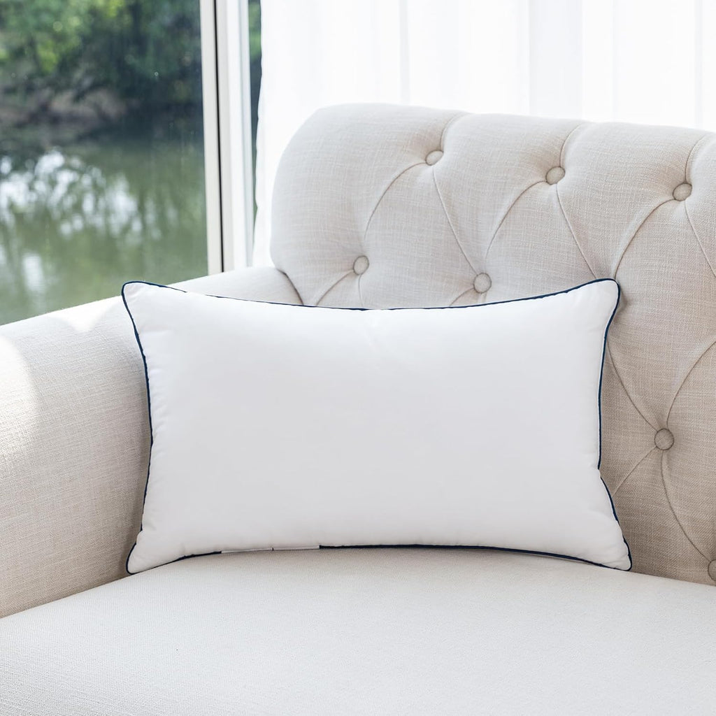 Down 12x20 Pillow Insert, 600g Goose Down & Feather Fill, Decorative Lumbar Throw Pillow Insert with Triple-Layer
