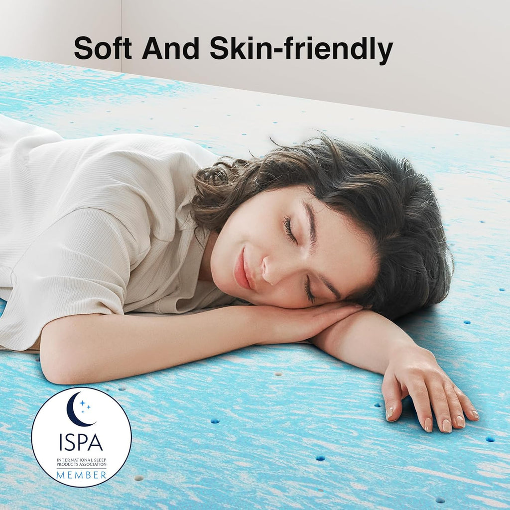 Mattress Topper Queen Size - 2 Inch Cooling Memory Foam Mattress Topper, Slow-Rebound Pressure Relief, Soft Comfort