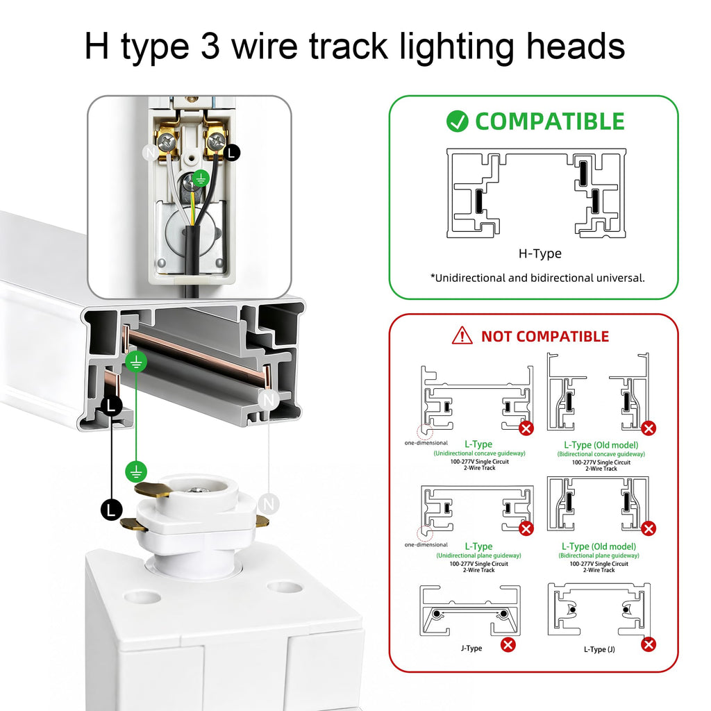 LED Track Lighting Heads H Type Track Light Fixtures Grille Light Modern Ceiling Spotlight Accent Art Shop