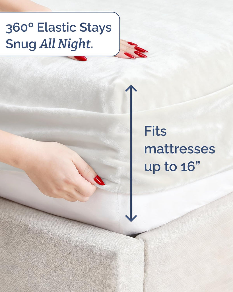 Fleece Sheets Queen Size Set - 4-Piece Velvet Flannel Sheet Set - Ivory