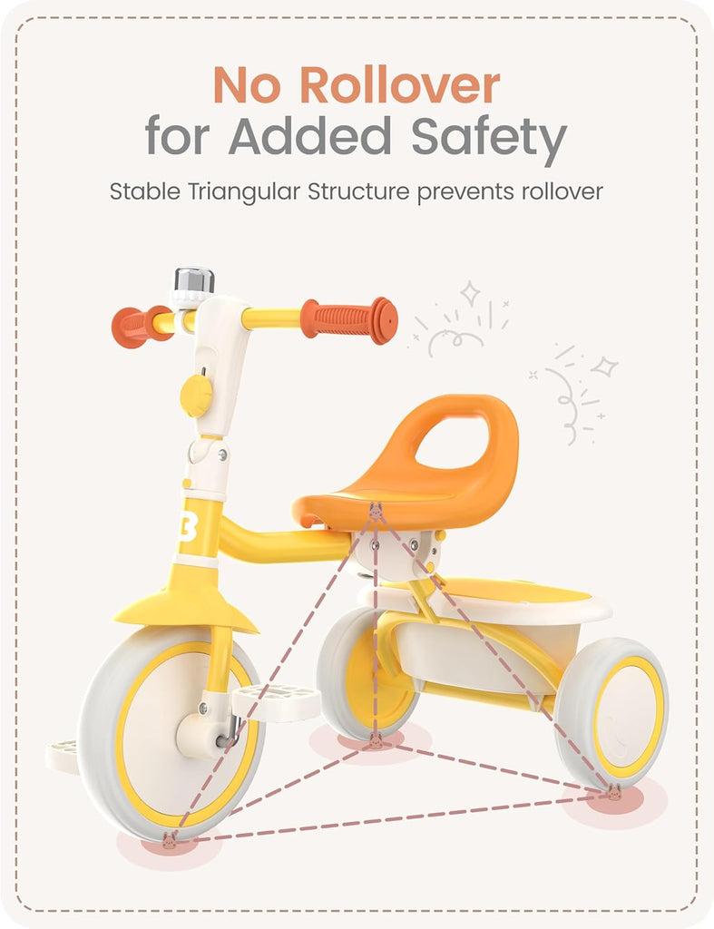 Toddler Tricycle with Bell, Kids Tricycle Age 18 Months to 5 Years, Kids Trike, Toddler Bike for 1.5-5 Year Olds