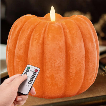 Fall Decorations - Flickering Flameless Wax Pumpkin LED Candle