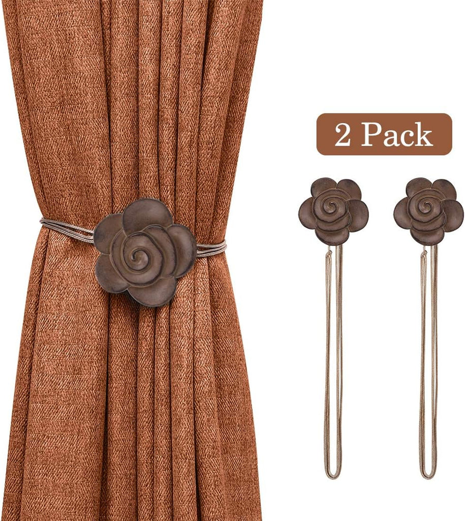 Magnetic Curtain Tieback, Vintage Curtain Holdback, Resin Flower Curtain Ties with Rope Drapery Retro Window Curtain