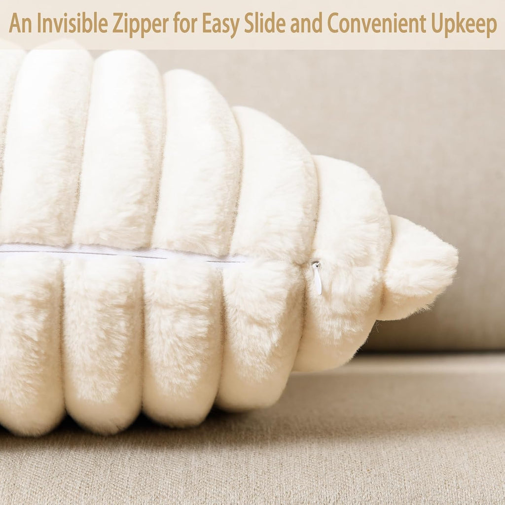 Pack of 1 Double-Sided Faux Fur Plush Decorative Throw Pillow Covers 18x18 Inches Soft Fluffy Striped Couch Pillow