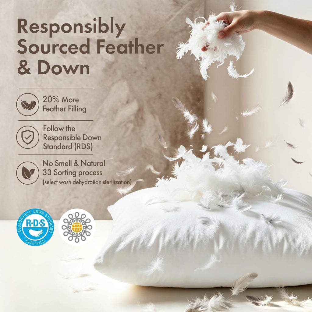 22x22 Pillow Inserts Feather Down Throw Pillows - Set of 2