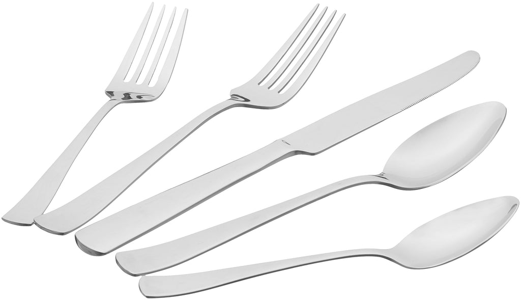 20-Piece Stainless Steel Flatware Set with Square Edge, Dishwasher Safe, Simple Design, Service for 4, Silver