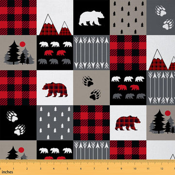 Red Black Plaid Fabric, Soft Polyester No Stretch Sewing Craft, Twill, Plaid Pattern, Animal Print, 3 Yards, 108" L x 59" W