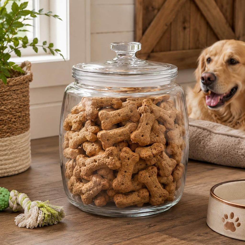 2.5 Gallon Extra Large Glass Cookie Jar with Airtight Lid - XL Clear Storage Container for Bulk Cookies, Candy