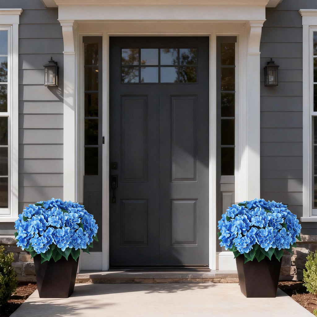 2 Sets Artificial Flower Topiary Ball Trees for Porch (Blue)