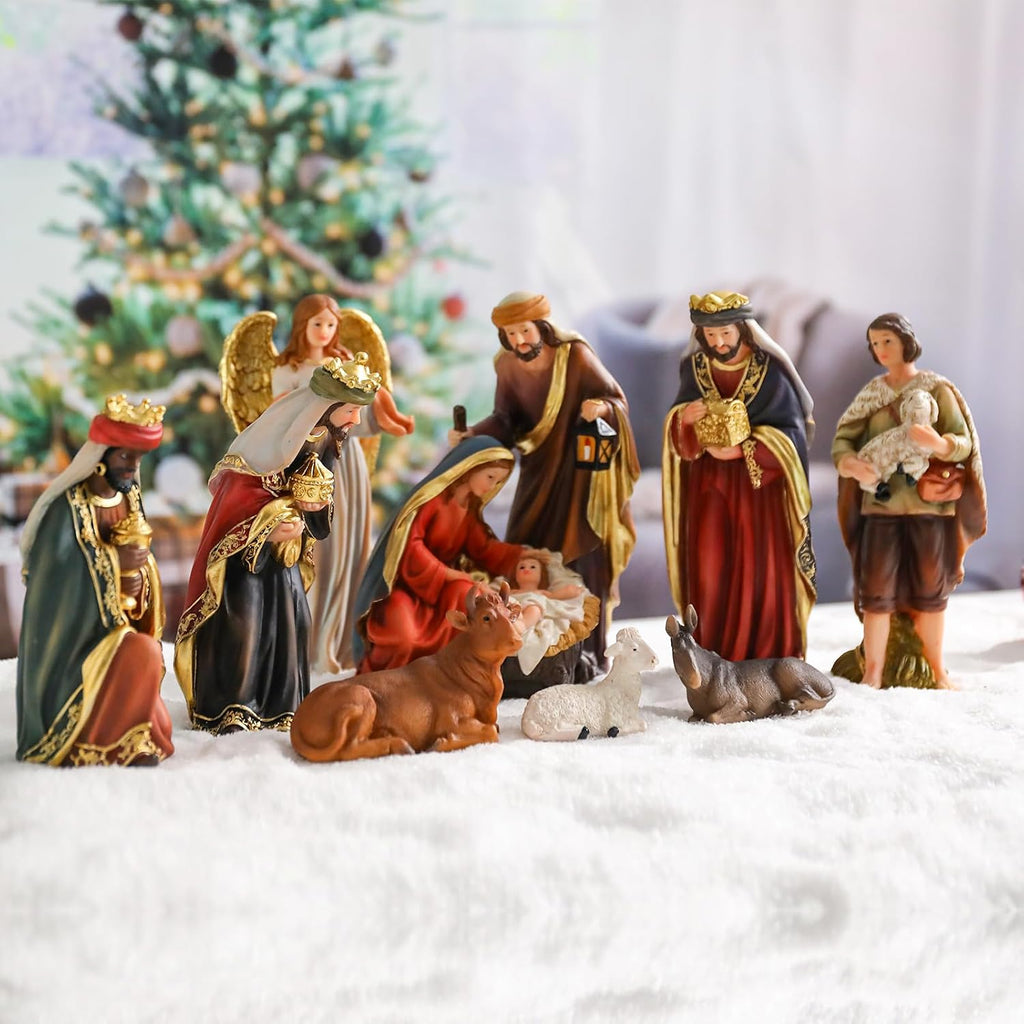 Nativity Set for 11 Pcs, 7.6" Christmas Nativity Scene Holy Family Set Resin Figurines Collectible for Holiday