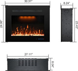 27.1" W Rear Electric Fireplace Inserts with Thermostat, Recessed Fireplace Heater with 3 Flame & Top Light Color