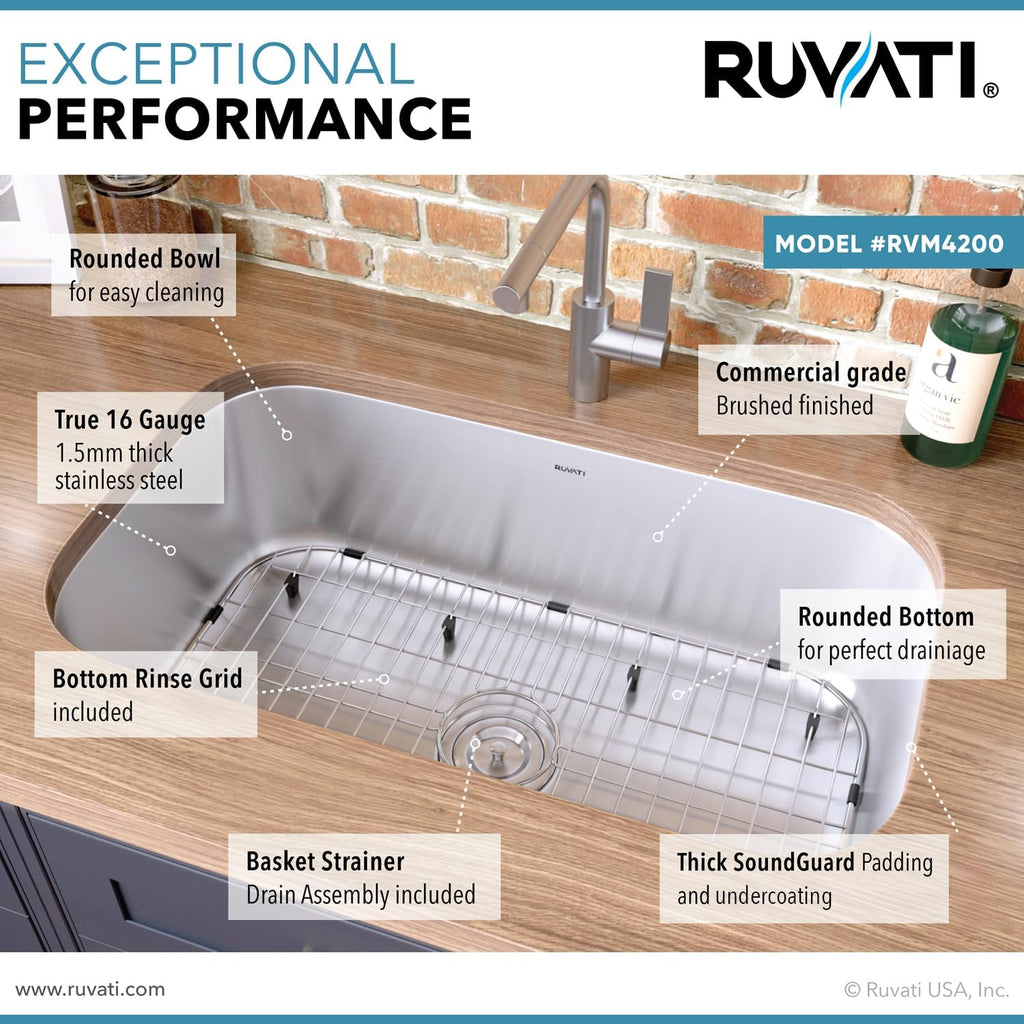 32-in 16-Gauge Stainless Undermount Kitchen Sink - RVM4200