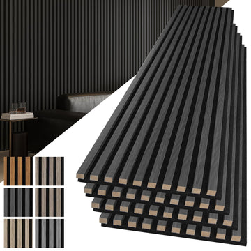 3D Fluted Soundproof Wood Textured Slat Wall Panel, 4-Pack, Blackwood