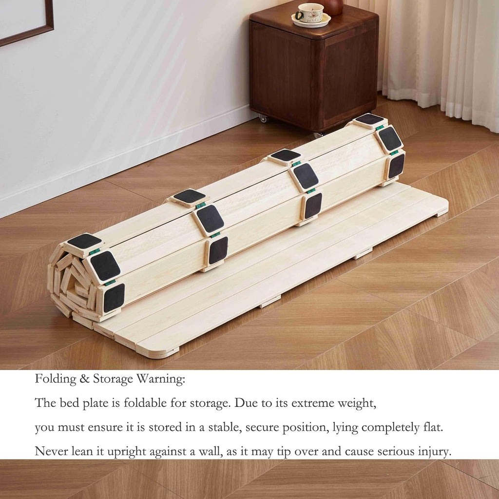 Solid Wood Breathable Floor Wooden Bed Frame, Queen, 80"x60"x1.18"