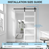 32in x 84in 5-Panel Sliding Glass Barn Door with 6ft Hardware Kit Included, Easy Assembly with Pre-D