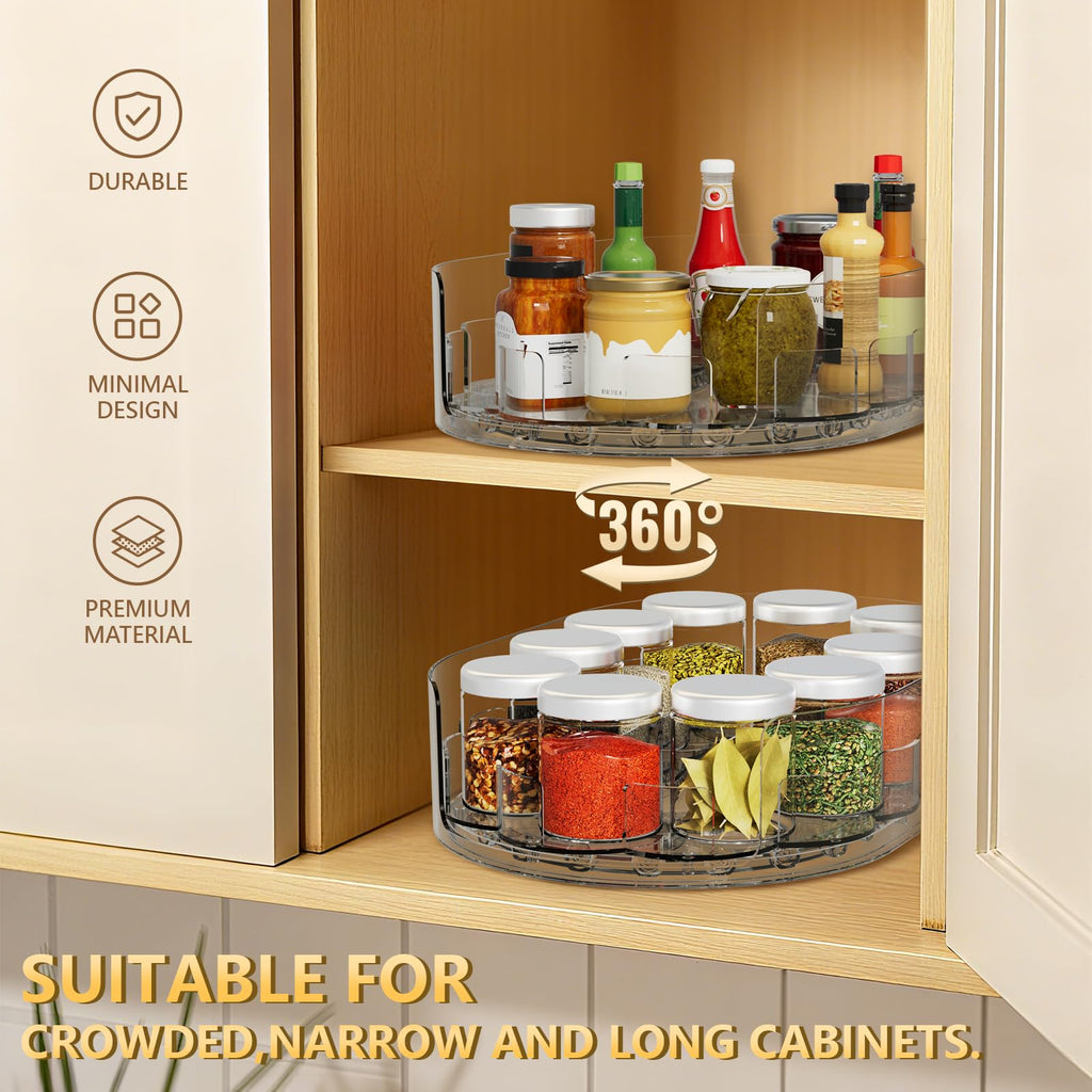 Lazy Susan Organizer for Refrigerator, 13" x 8.5" Clear Rectangular Fridge Organizer Turntable for Condiments, Spice
