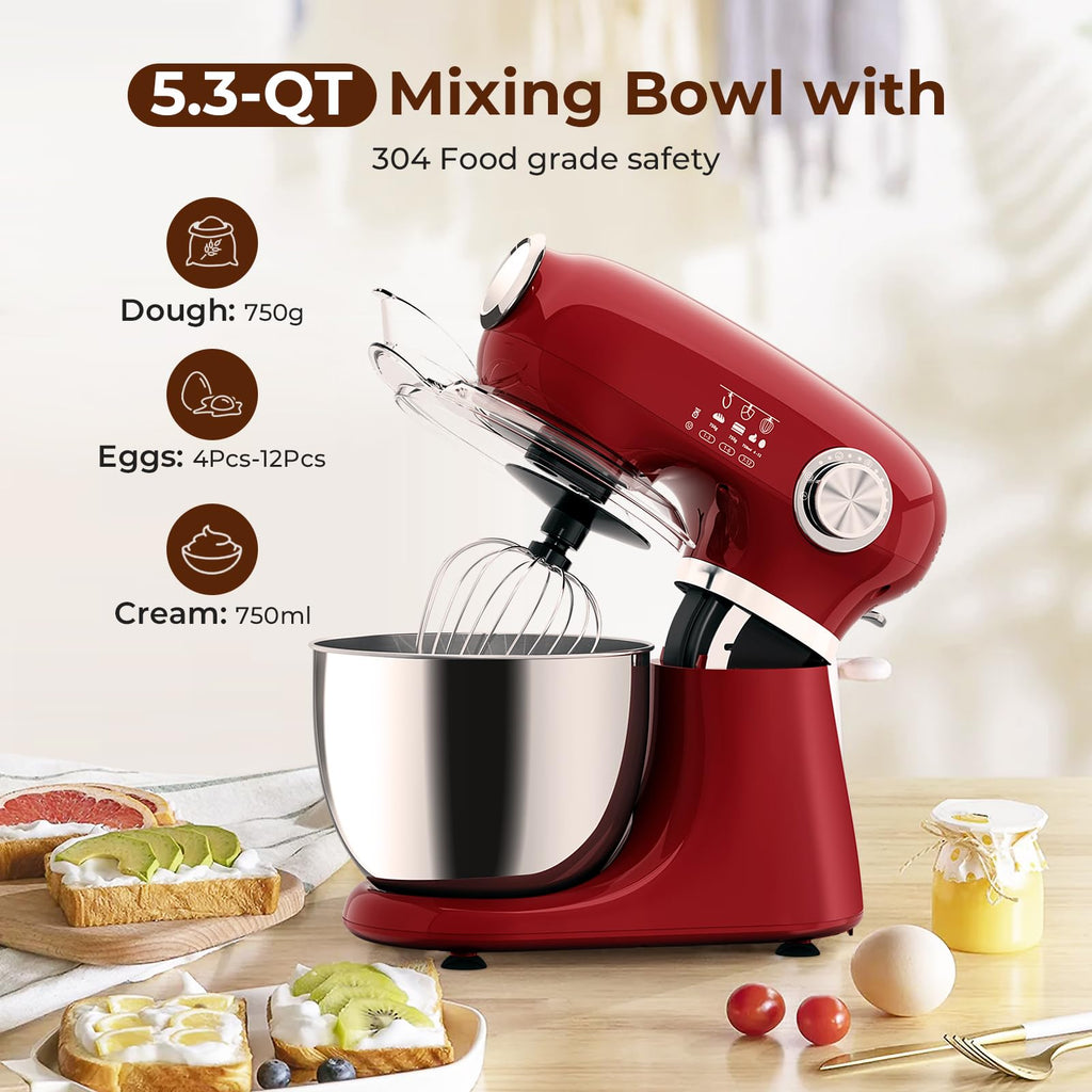 5.3 Quart Electric Stand Mixer With 12 Speed, Low Noise