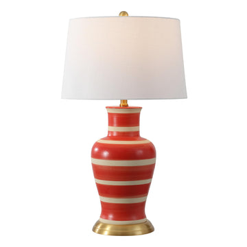 Julian Classic Ceramic Urn Metal LED Table Lamp 29", Red/Beige