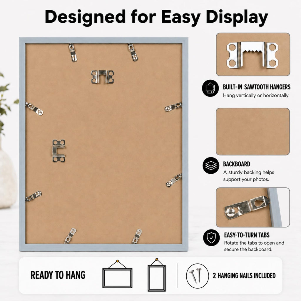 16x24 Picture Frame Rustic White for Poster Photo Picture and 40x60 cm Canvas, Horizontal and Vertical Formats for